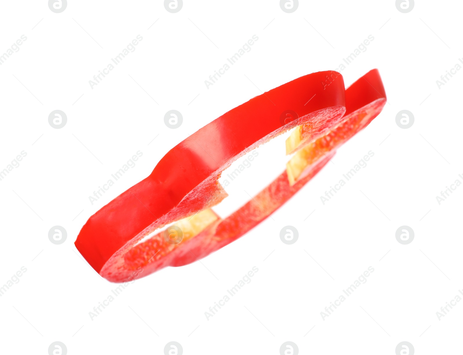 Photo of Cut fresh bell pepper on white background