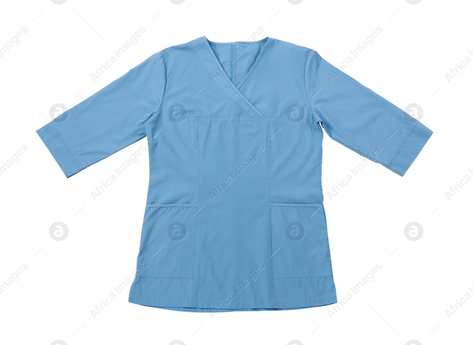 Photo of Medical uniform isolated on white, top view