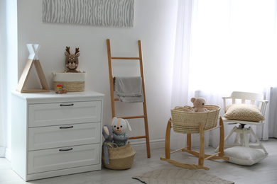 Cute children's room interior with wooden decorative ladder