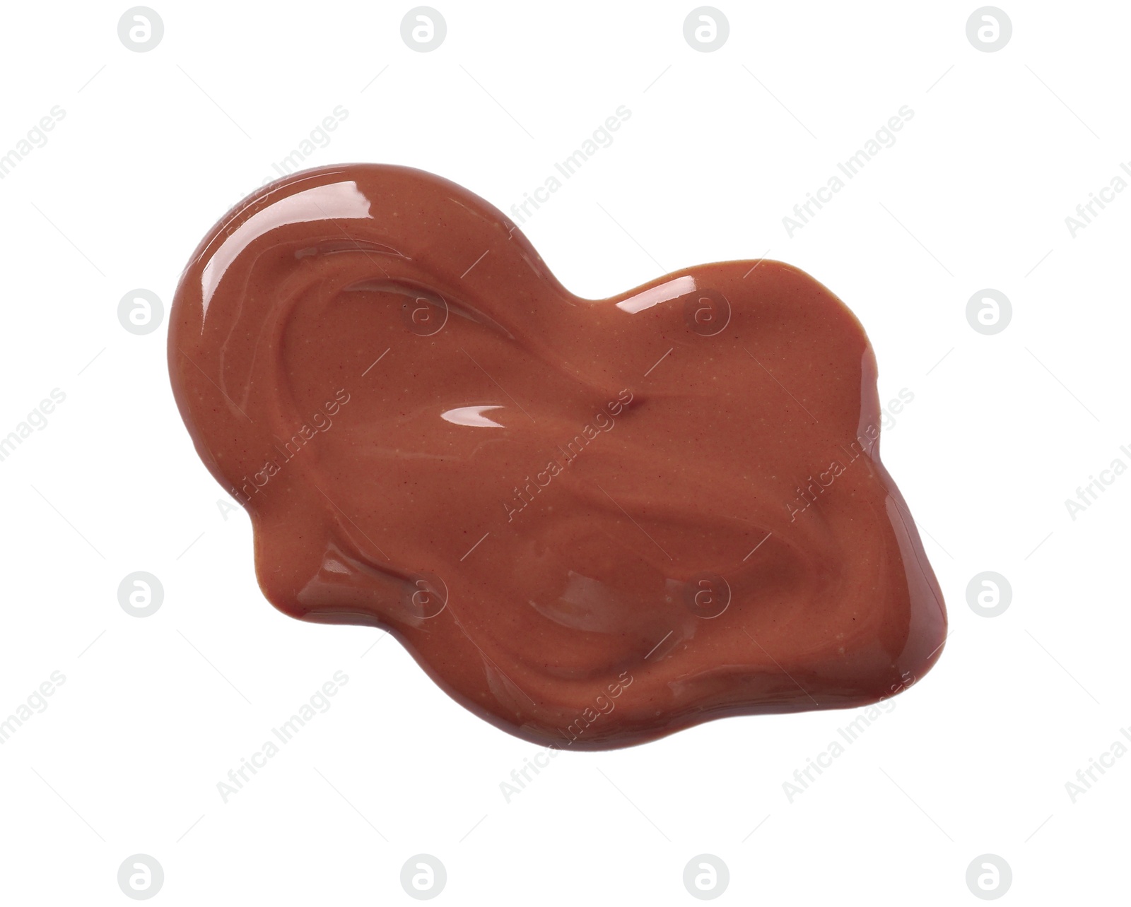 Photo of Smear of tasty milk chocolate paste isolated on white, top view