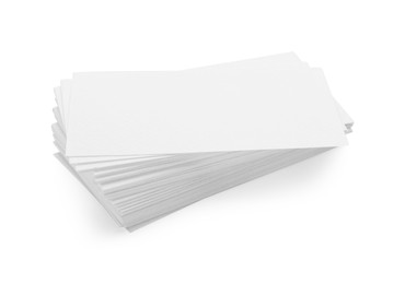 Photo of Blank business cards isolated on white. Mockup for design