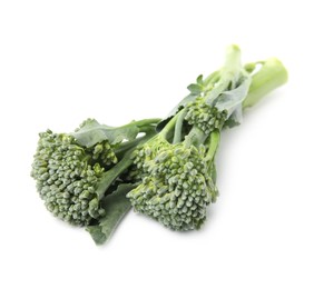 Photo of Fresh raw broccolini isolated on white. Healthy food