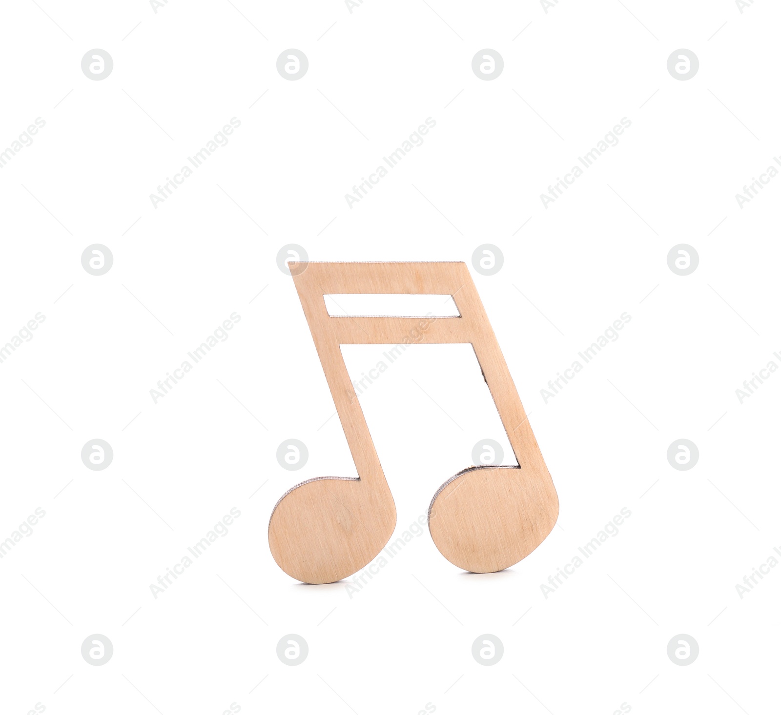 Photo of Wooden music note figure isolated on white