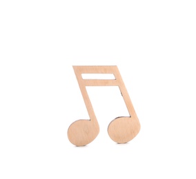 Photo of Wooden music note figure isolated on white