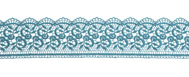 Beautiful lace isolated on white, top view