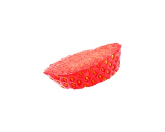 Photo of Piece of delicious ripe strawberry isolated on white