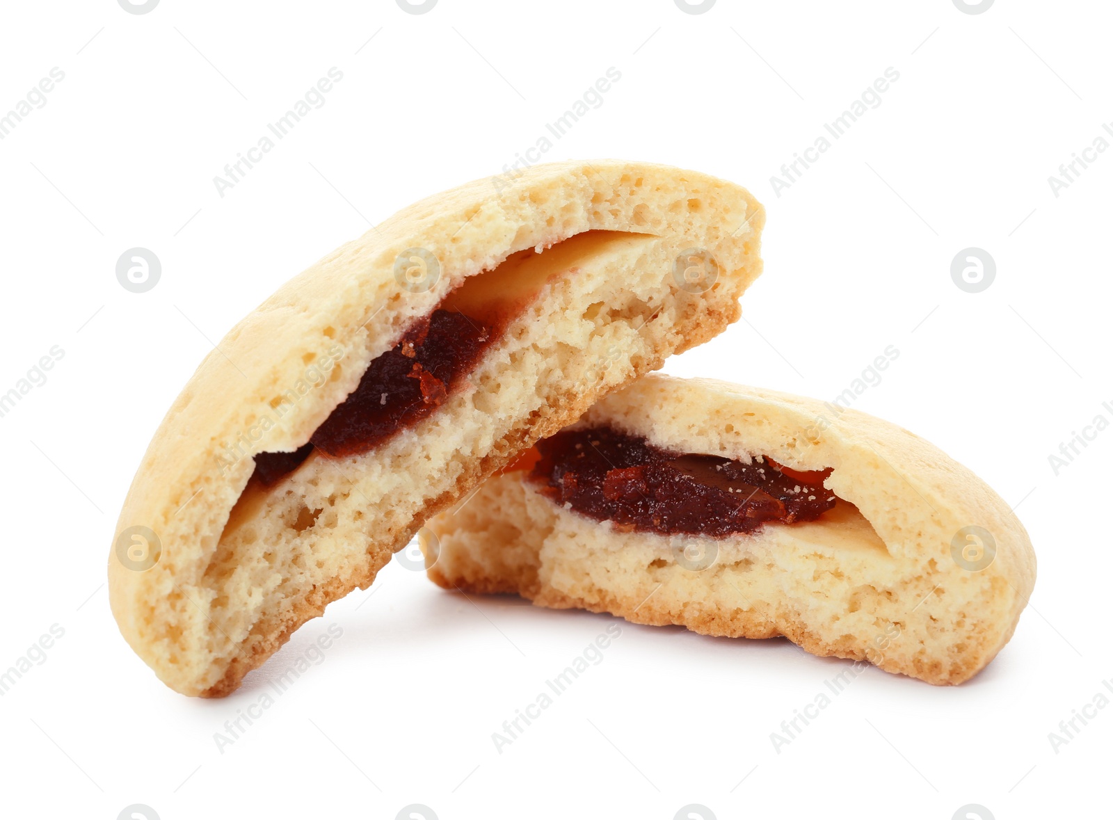 Photo of Tasty cookies for Islamic holidays isolated on white. Eid Mubarak