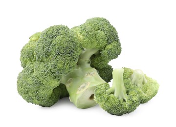 Photo of Fresh raw green broccoli isolated on white