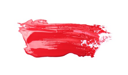 Photo of Smear of red paint on white background