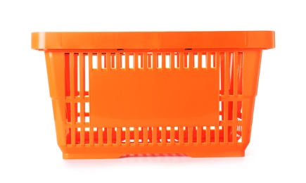 Color plastic shopping basket on white background