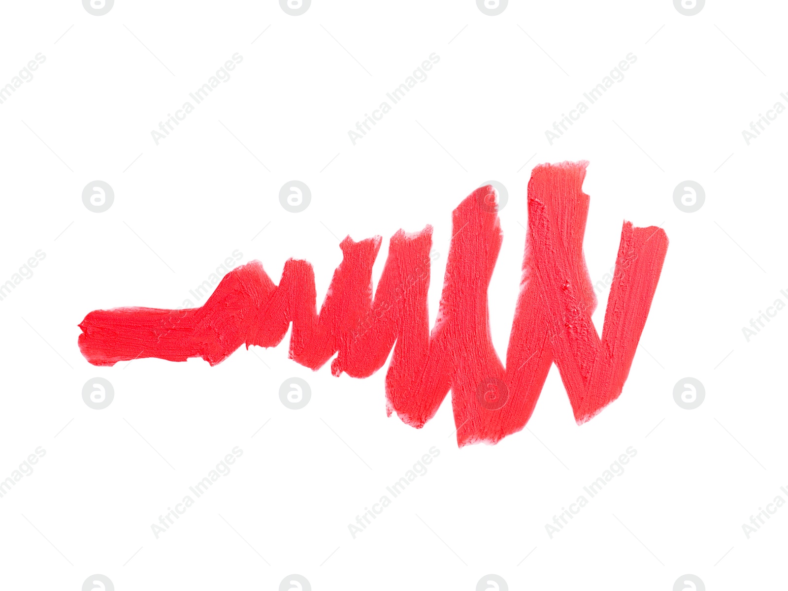 Photo of Stroke of lipstick on white background, top view