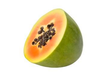 Photo of Fresh cut papaya fruit isolated on white