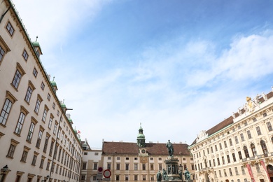 VIENNA, AUSTRIA - APRIL 26, 2019: Inner Hofburg Palace square with statue of Francis I