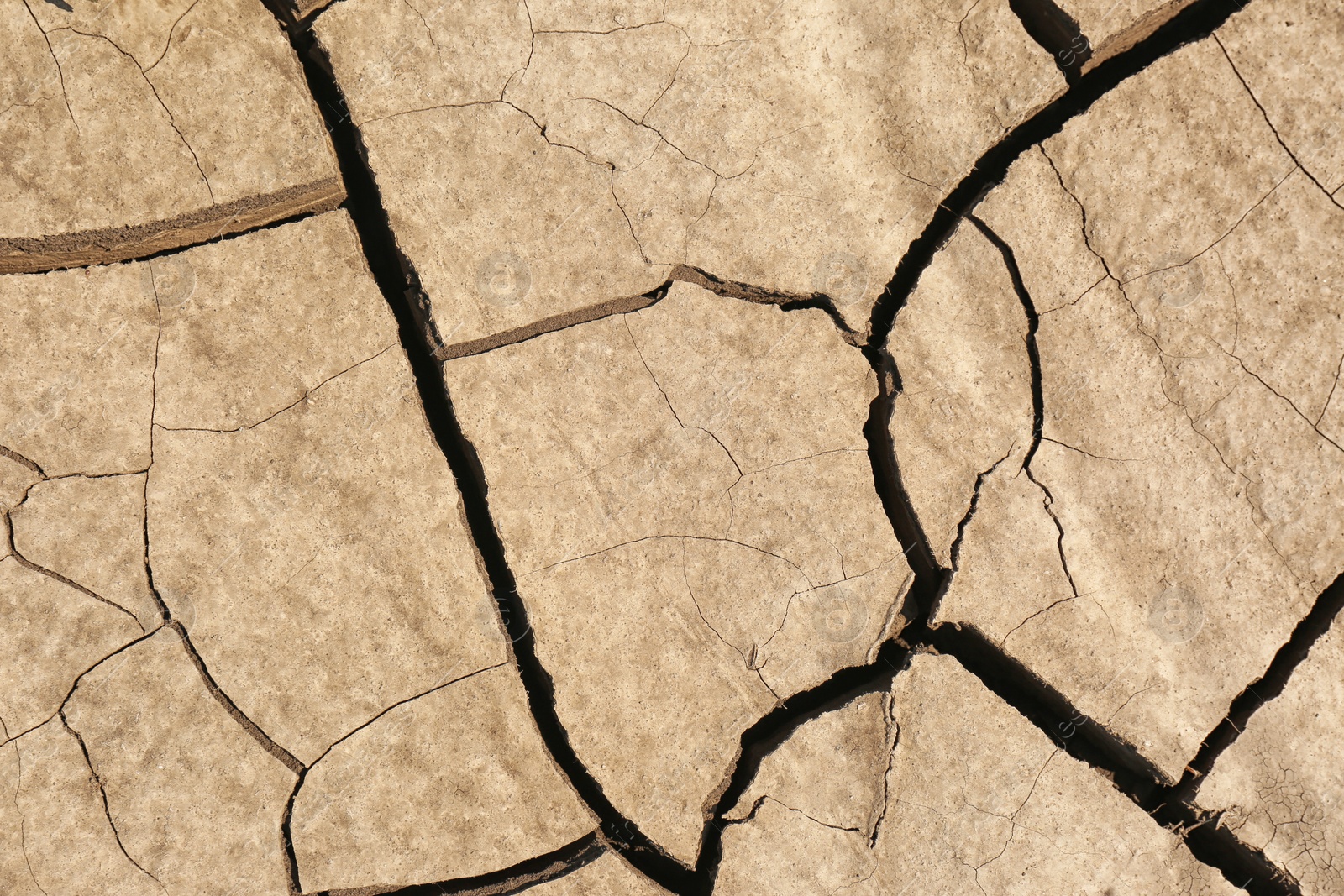 Photo of Cracked ground surface as background, top view