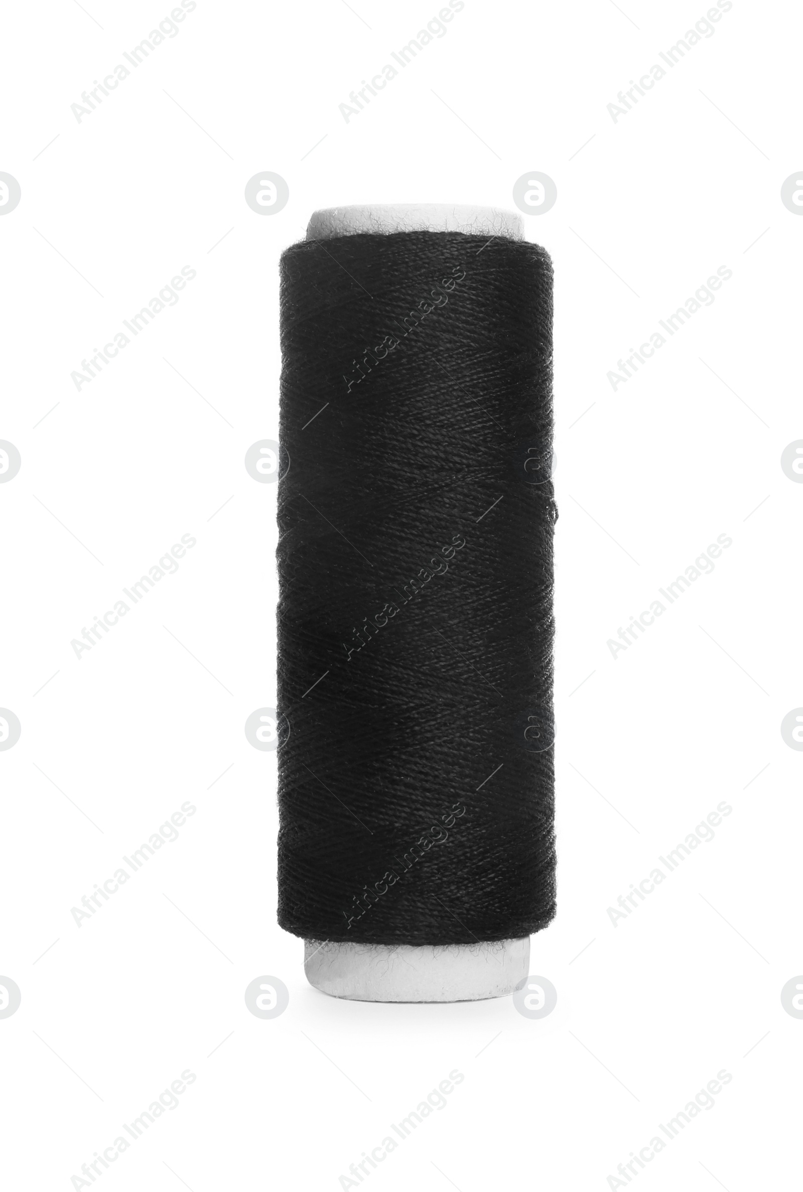 Photo of Spool of black sewing thread isolated on white