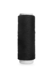 Photo of Spool of black sewing thread isolated on white