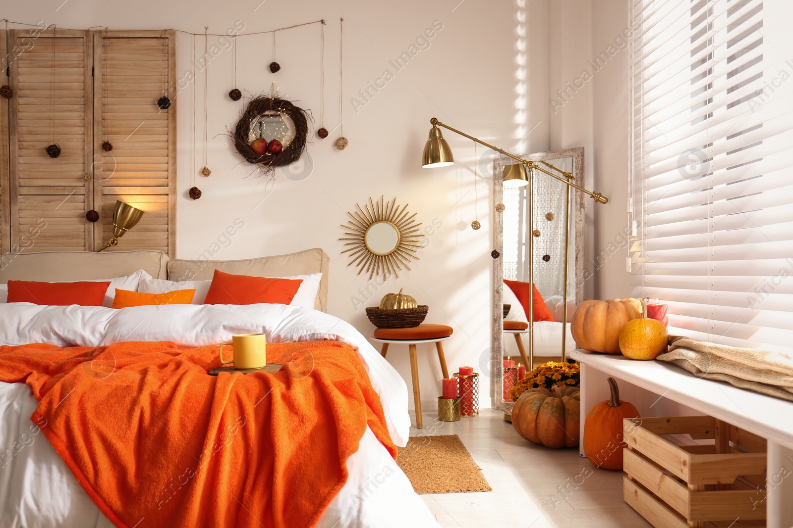 Photo of Cozy bedroom interior inspired by autumn colors