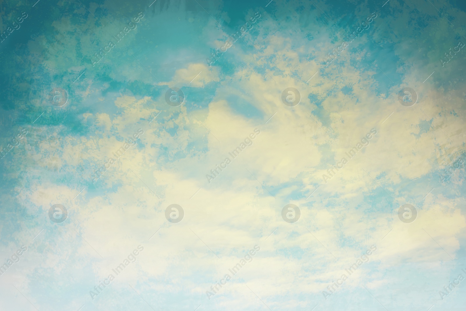 Image of View of beautiful sky with clouds. Retro style filter 