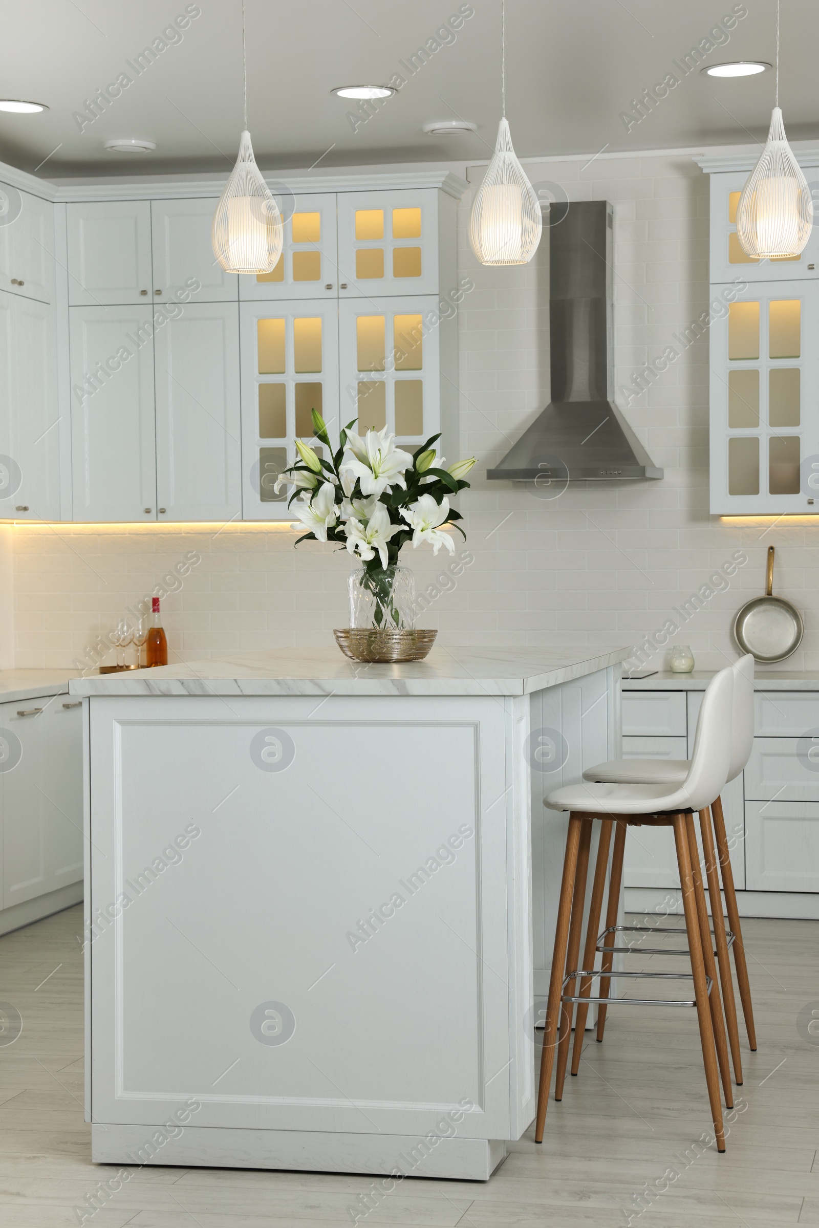 Photo of Luxury kitchen interior with new stylish furniture