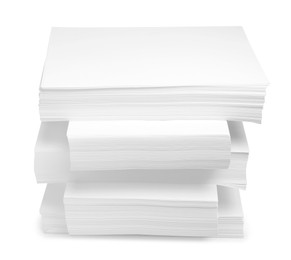 Stacks of paper sheets on white background