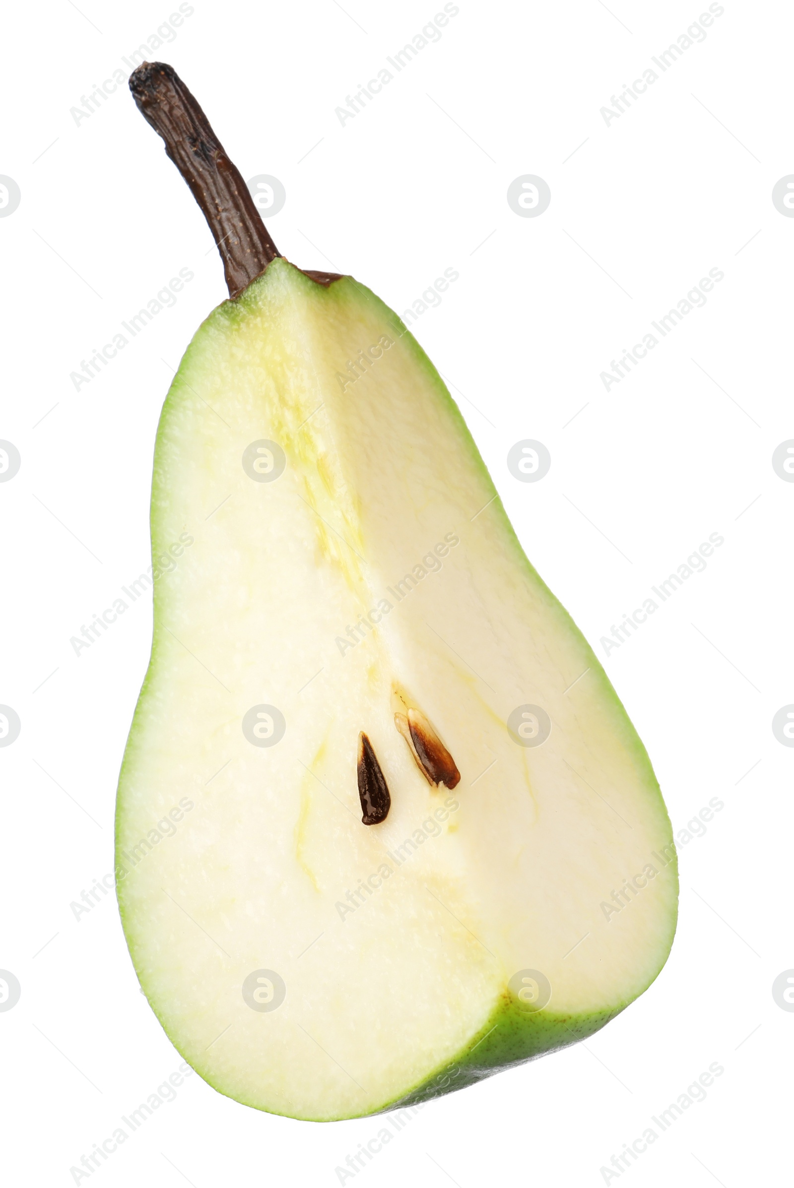 Photo of Cut fresh ripe pear isolated on white