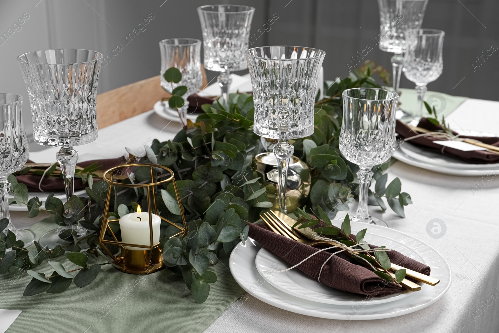 Photo of Stylish elegant table setting for festive dinner indoors