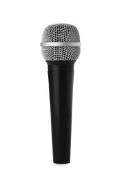 Wireless dynamic microphone on white background. Professional audio equipment