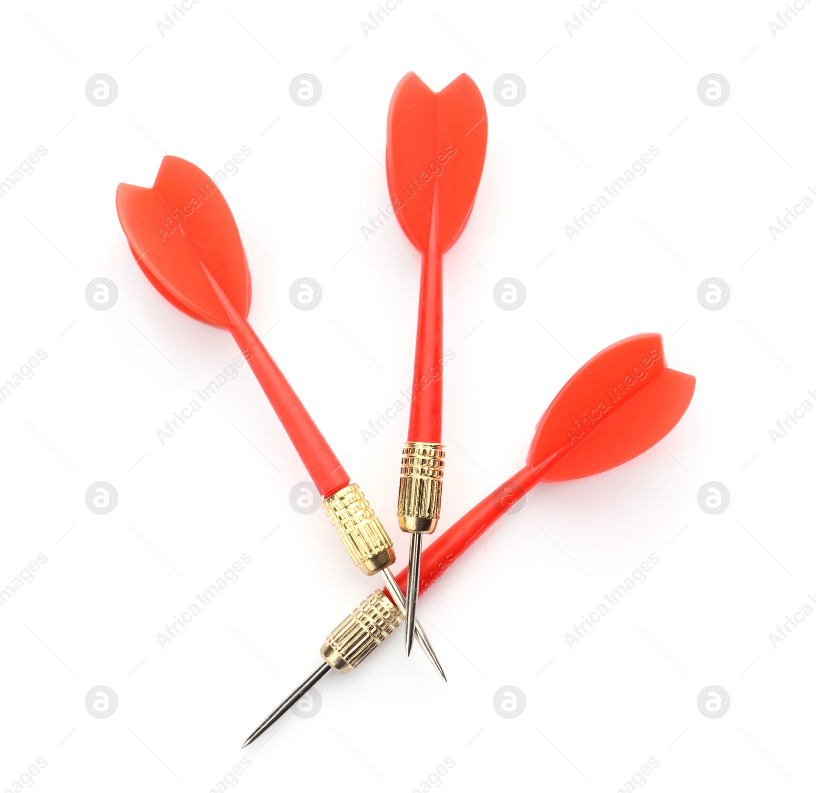 Photo of Sharp bright red darts isolated on white