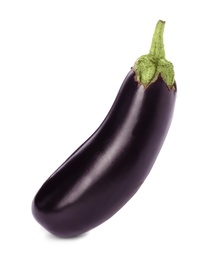 Photo of Tasty raw ripe eggplant on white background