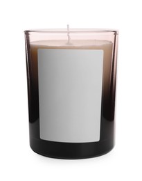 Aromatic candle in glass holder isolated on white