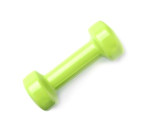 Photo of Color dumbbell on white background. Home fitness