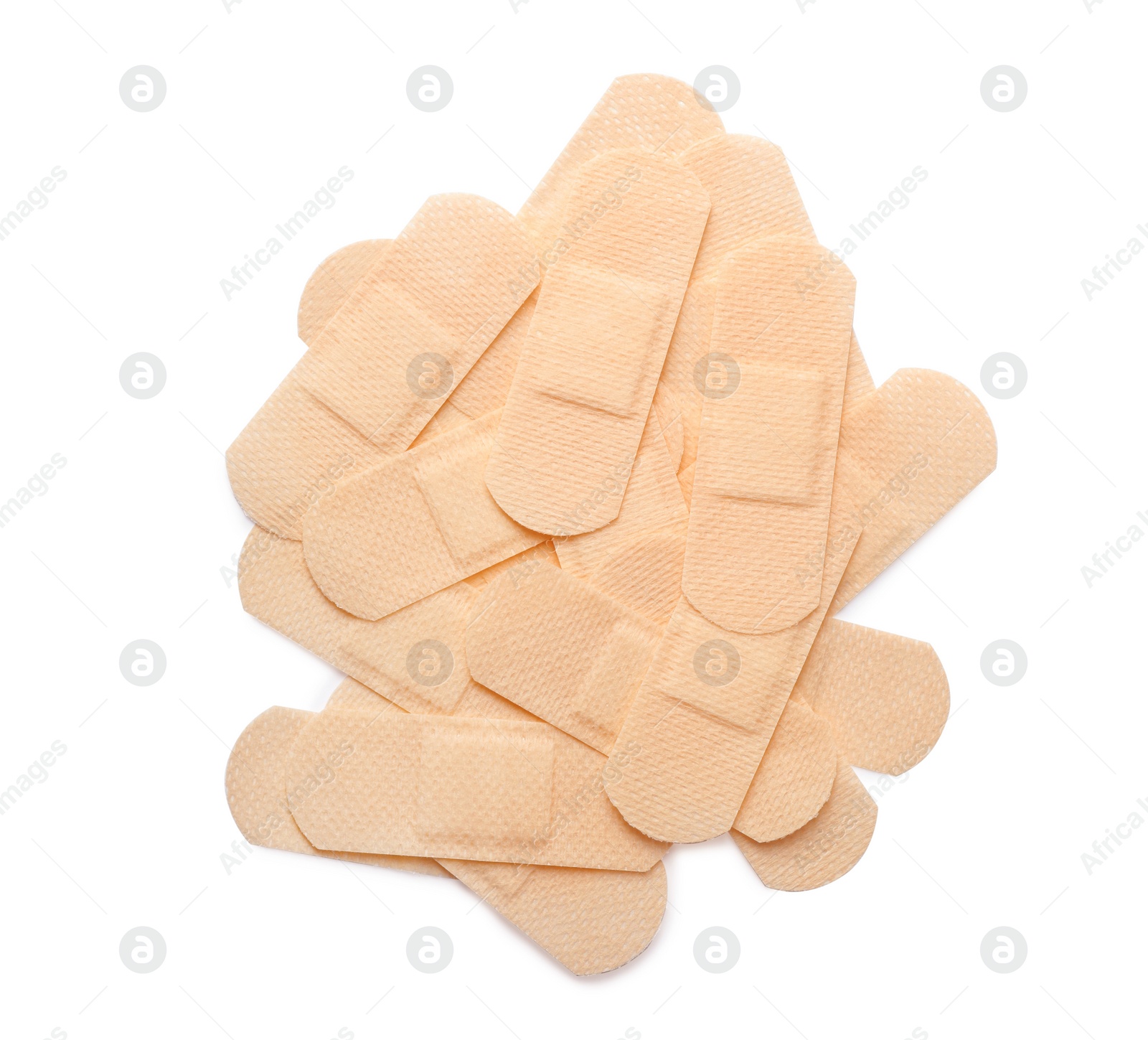Medical sticking plasters isolated on white. First aid item Photo of Medical sticking plasters isolated on white. First aid item