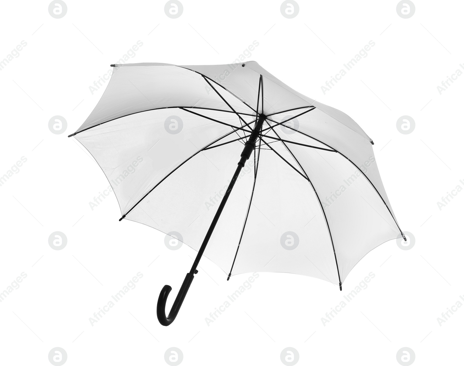 Photo of Beautiful open umbrella on white background