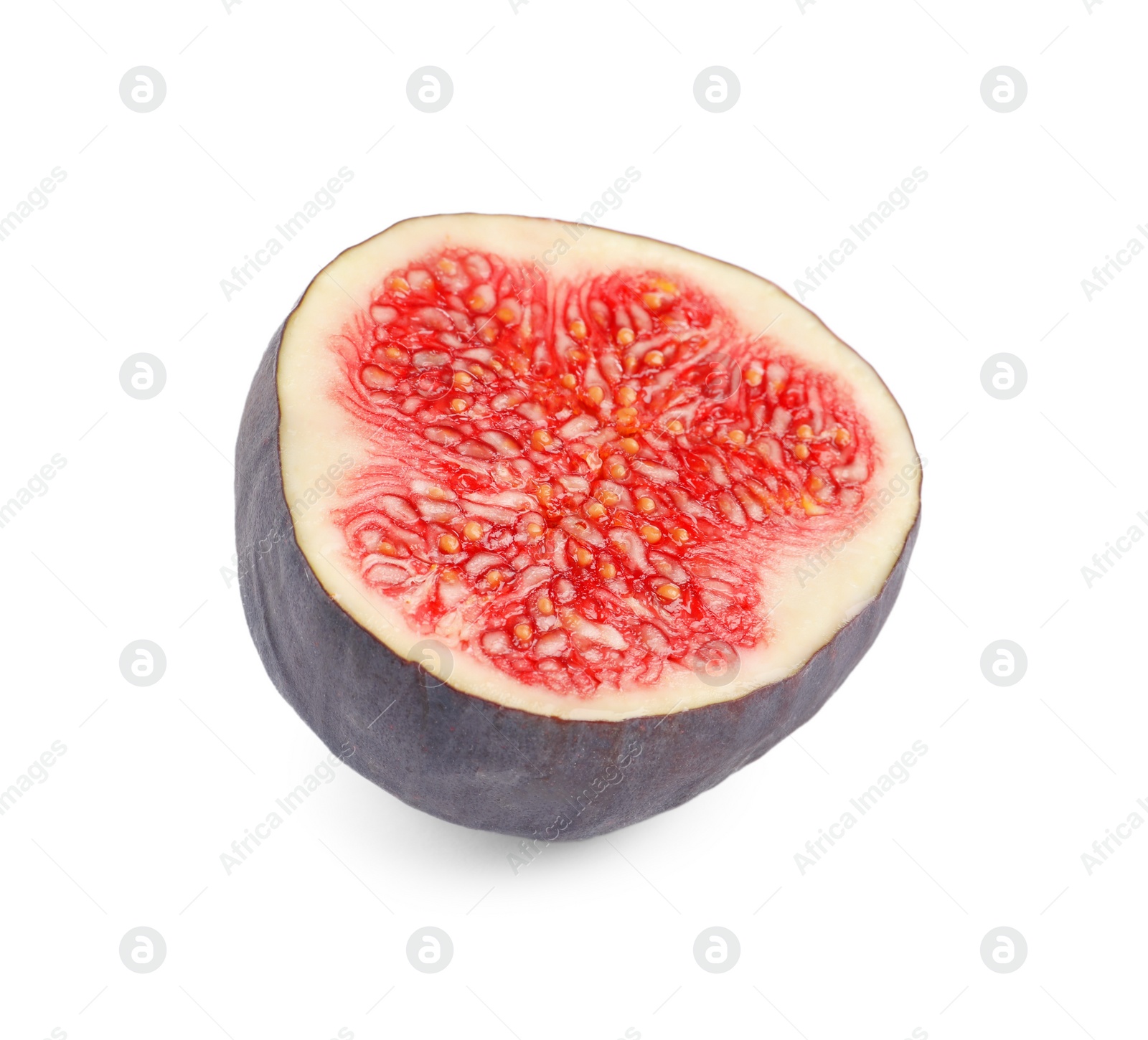 Photo of Cut fresh ripe fig isolated on white