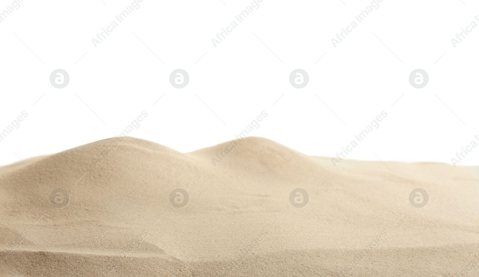 Photo of Beach sand on white background. Mockup for design