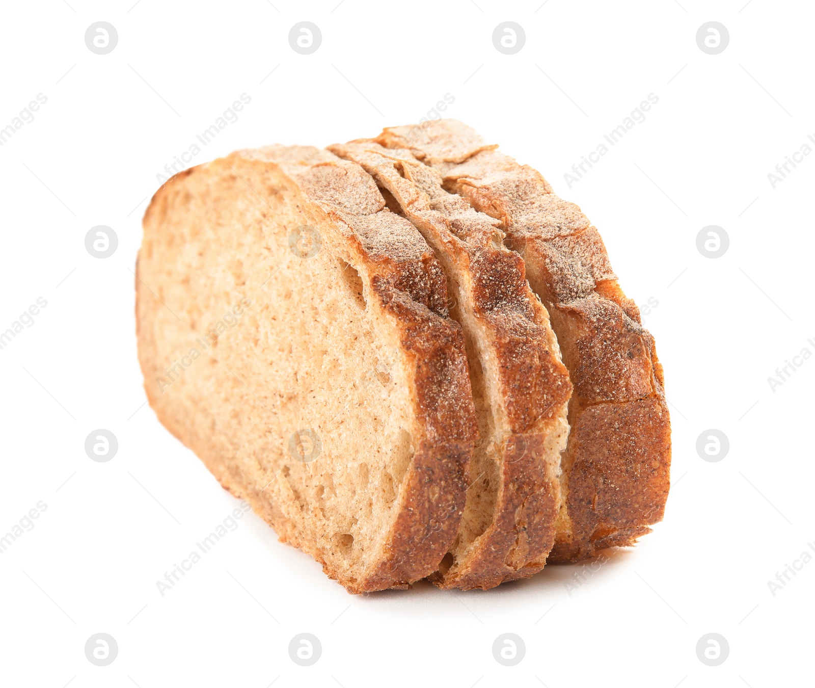 Photo of Fresh bread on white background. Baked goods