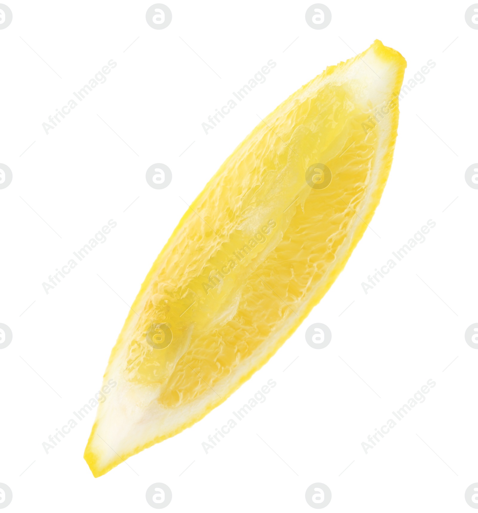 Photo of Slice of fresh lemon on white background