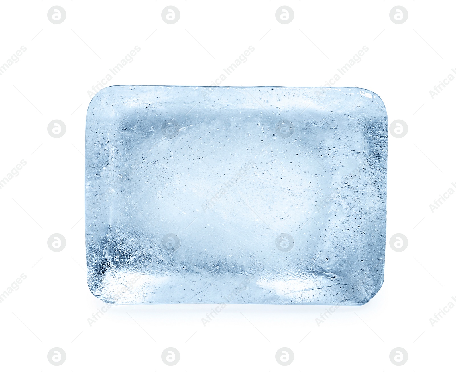 Photo of Single ice cube on white background. Frozen liquid