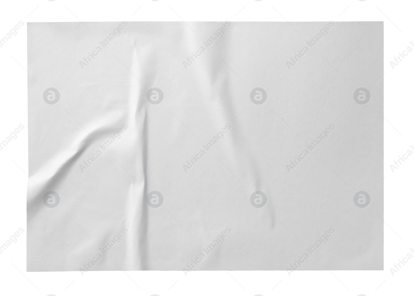 Photo of Blank creased paper poster isolated on white, top view