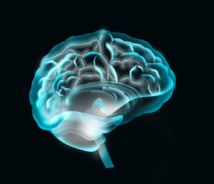 Illustration of human brain on black background