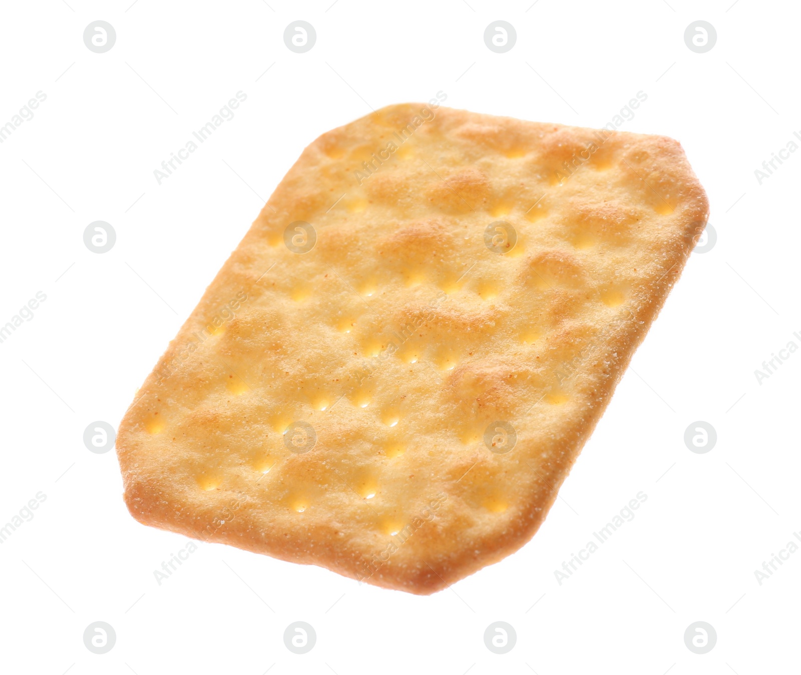 Photo of Crispy cracker isolated on white. Delicious snack