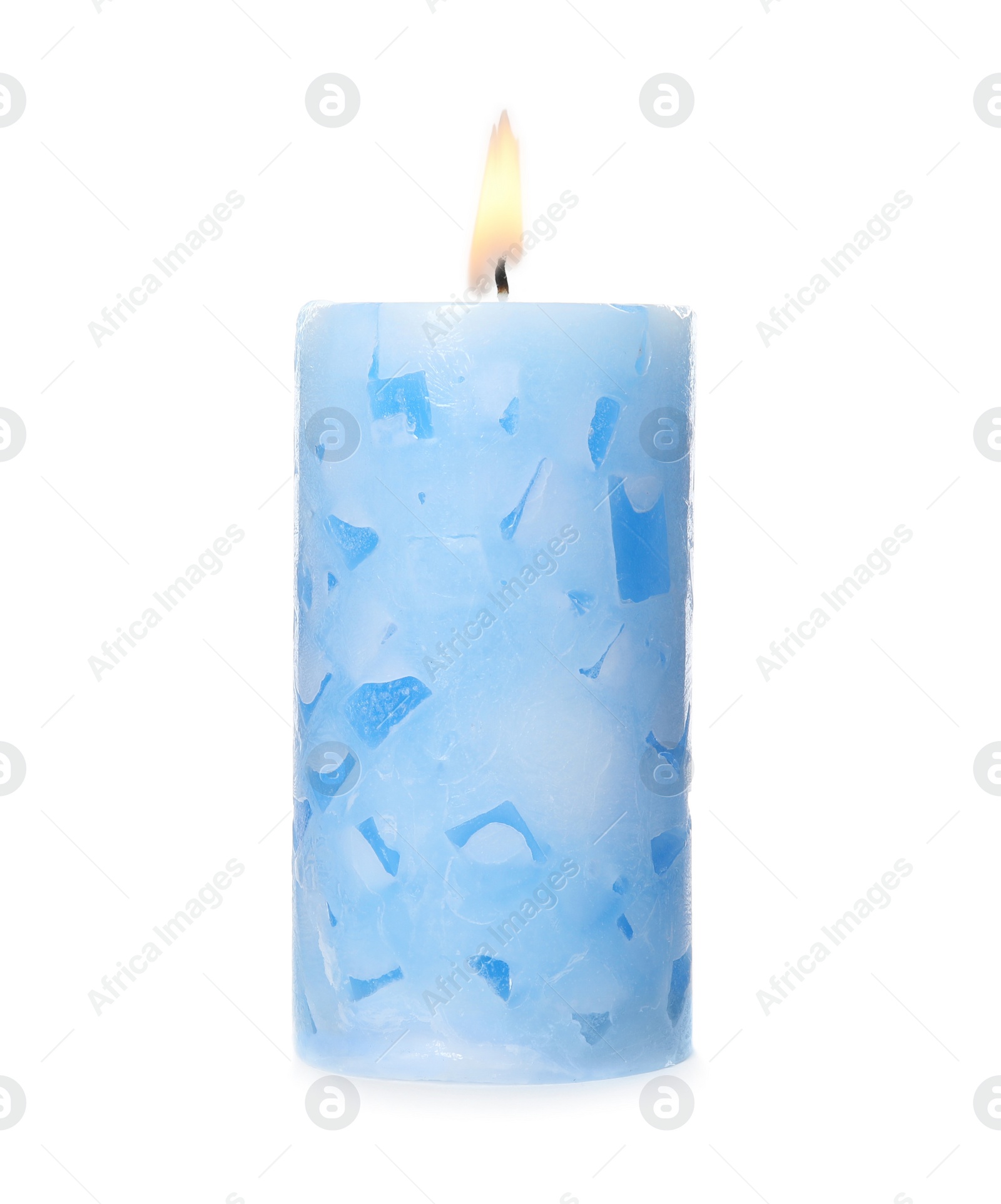 Photo of Alight color wax candle on white background