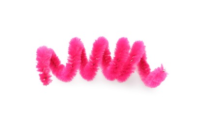 Pink fluffy wire isolated on white, top view