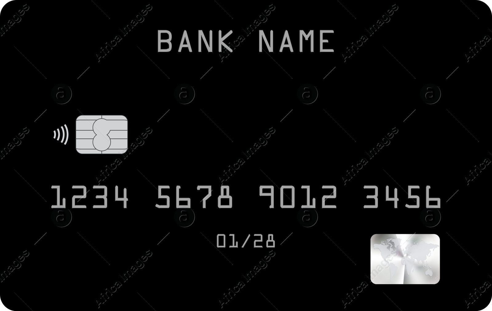 Illustration of Chip credit card, illustration. Mockup for design