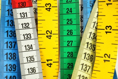 Photo of Different measuring tapes, closeup