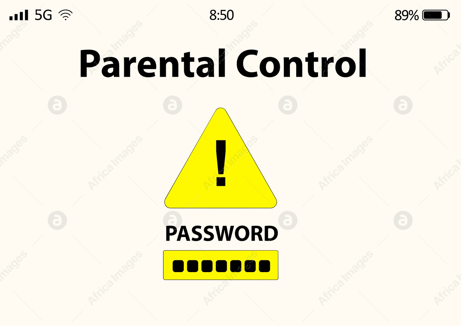 Illustration of Parental control. Blocked screen of gadget for child safety, illustration 