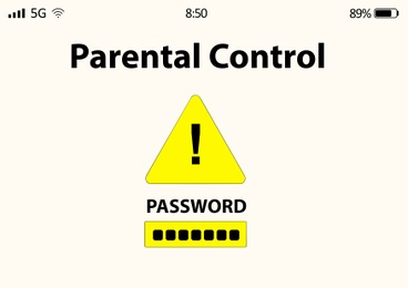 Illustration of Parental control. Blocked screen of gadget for child safety, illustration 