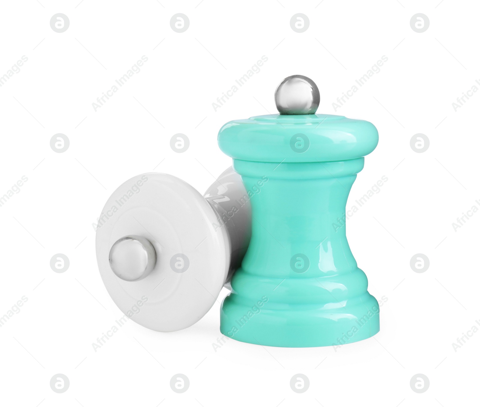 Photo of Salt and pepper shakers isolated on white