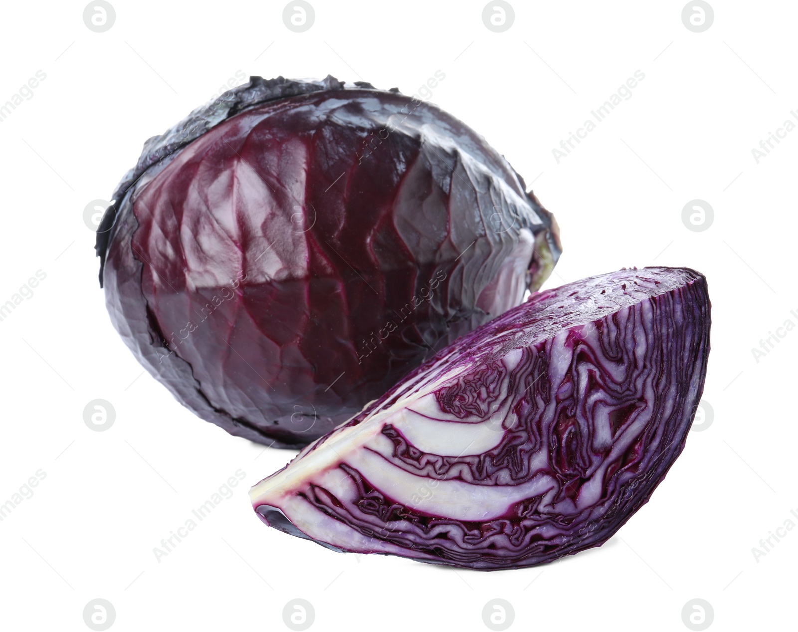 Photo of Fresh ripe red cabbages isolated on white