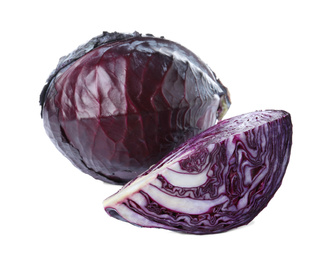 Photo of Fresh ripe red cabbages isolated on white